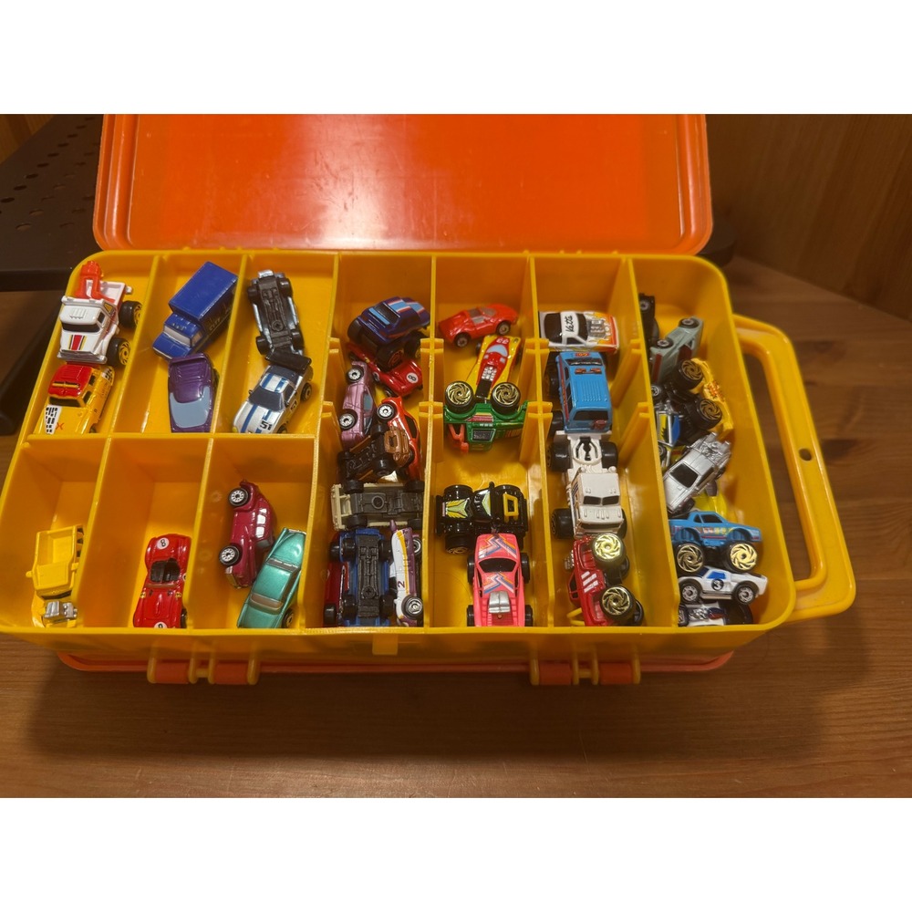 Vintage Micro Machines Miniature Vehicle Lot with Plastic Carrying Case 30+ Cars